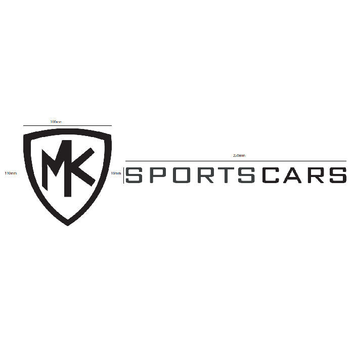 MK Sportscars Vinyl Logo Sticker 110 x 350 mm (Black)