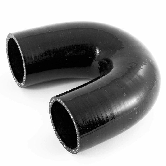 Silicone Hose 38mm Diameter 180 Degree Elbow Bend (Black)