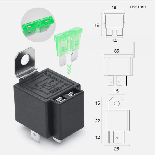 Universal 12v SPDT 5-Pin 30A Relay + Fuse